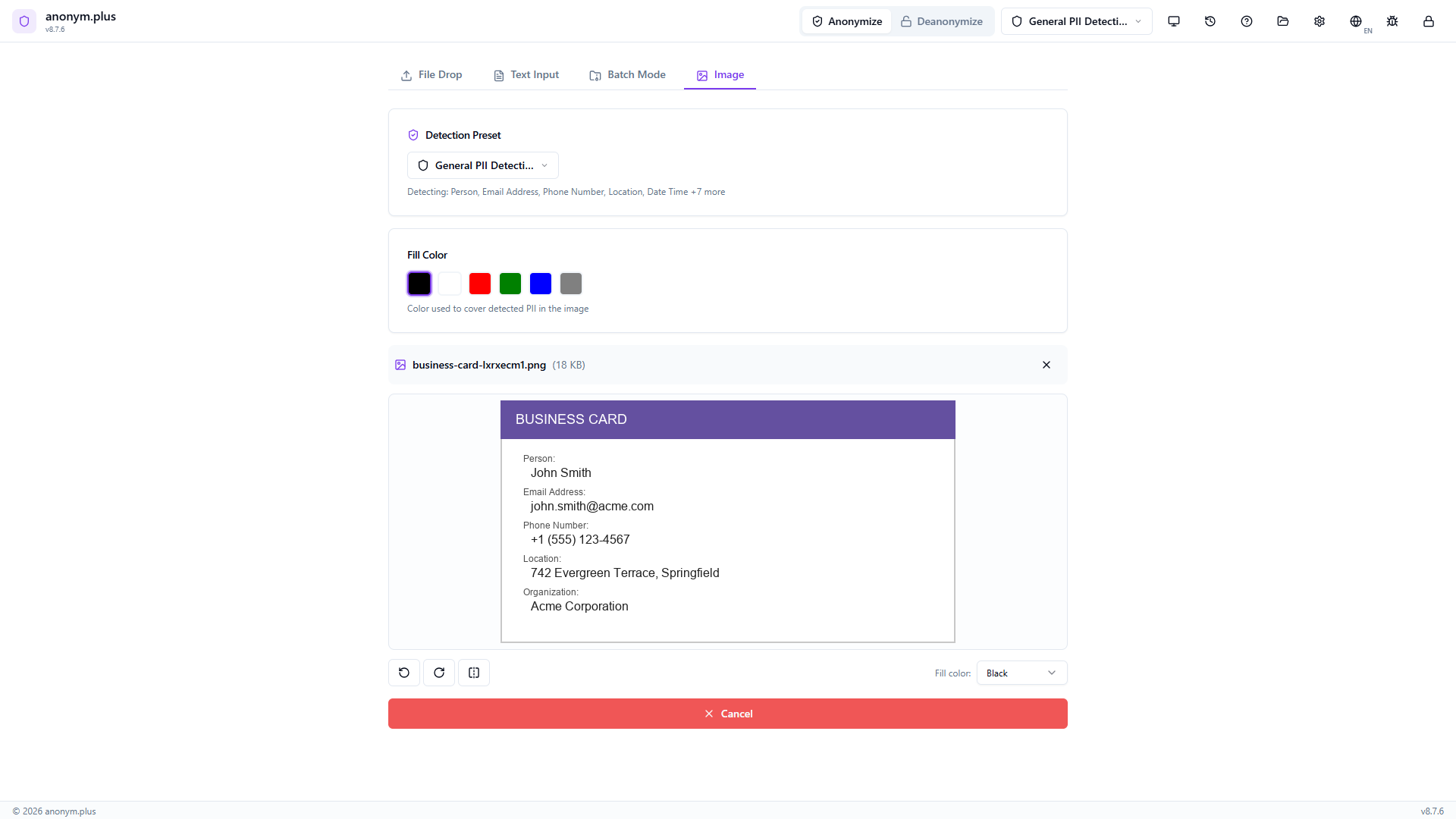 Analyzing image via OCR text extraction and NER-based PII detection