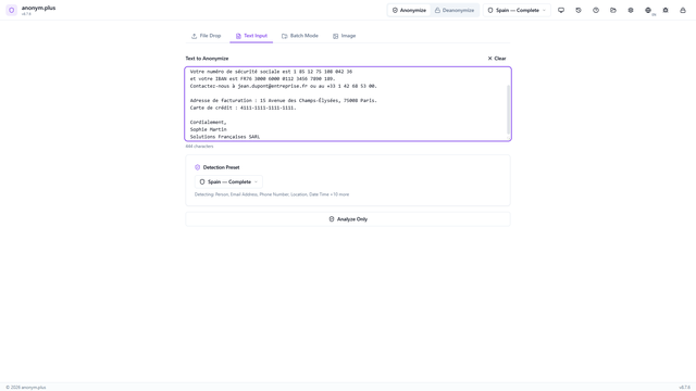 Anonymisation de texte mode chiffrement avec AES-256-GCM en français
